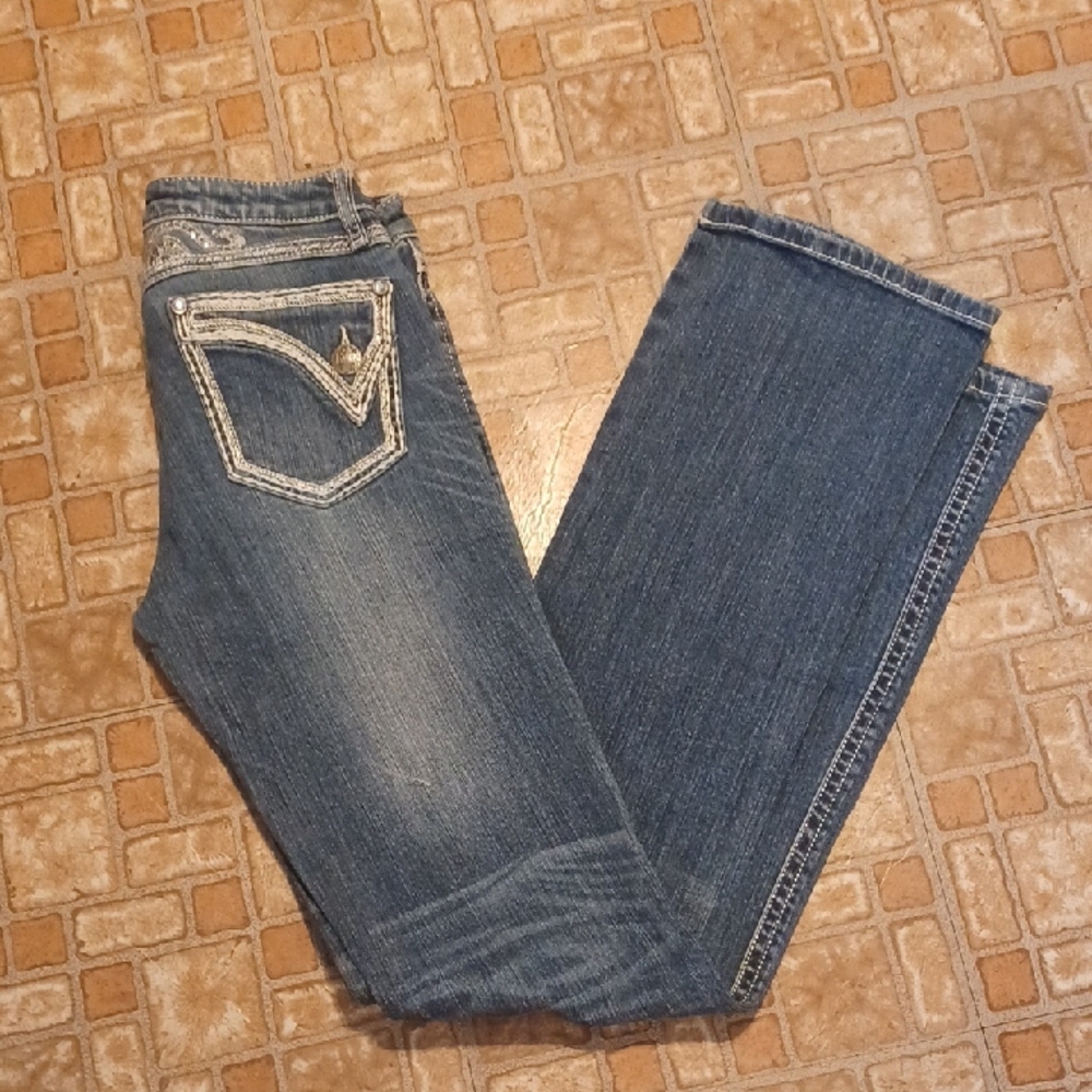 Wrangler Rock 47 Women's Dark Blue Bootcut Jeans with Embroidered Pockets